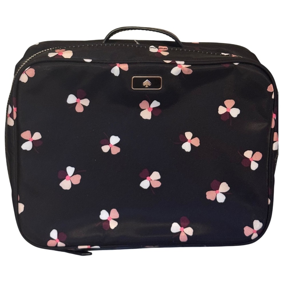 Kate Spade Dawn Duskโ Buds Ditsy Travel Cosmetic Toiletry Make Up Case Black